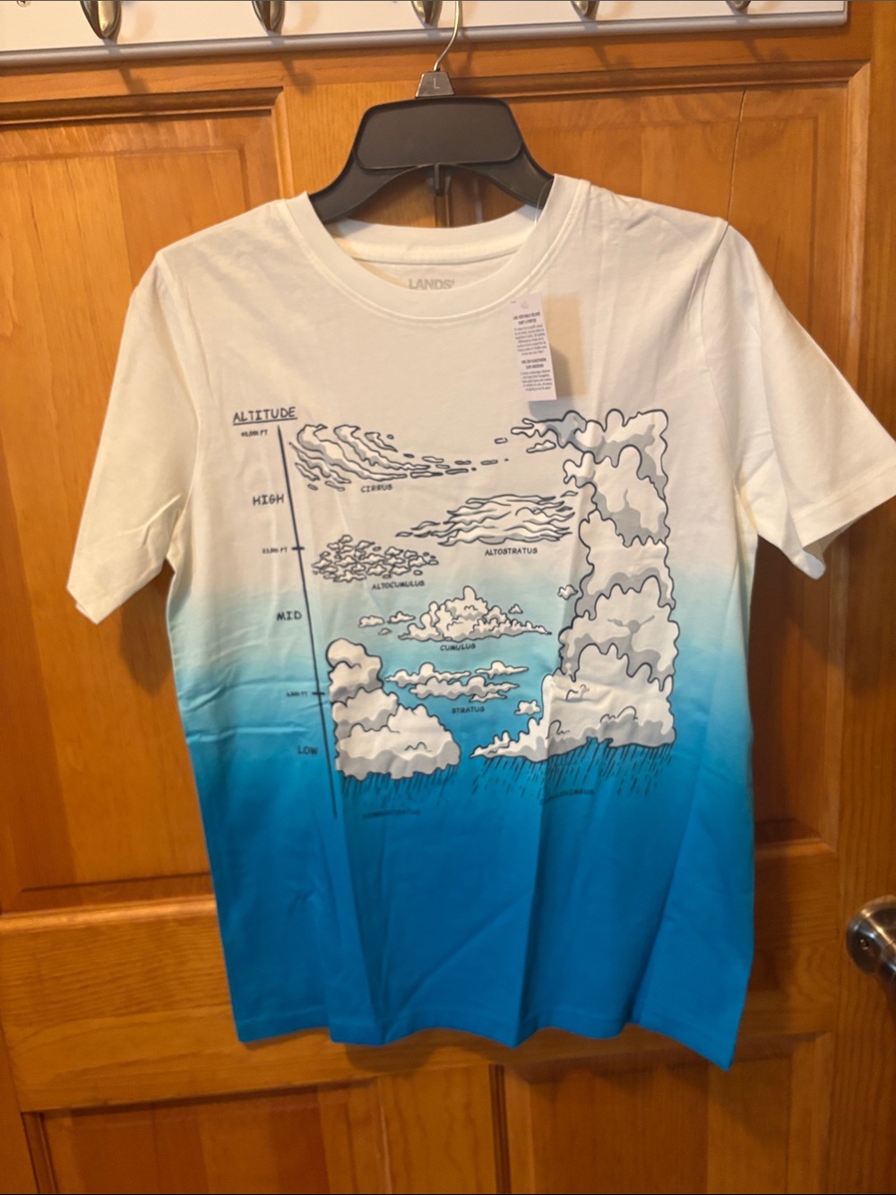 Lands' End White-to-Blue Ombre Cloud Diagram Short Sleeve Tee